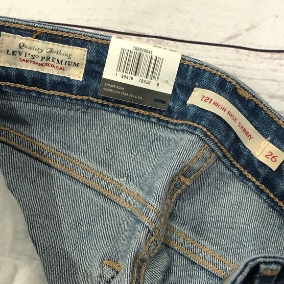 LEVI'S 721 26x30 High Rise Skinny Ripped Jeans - Picture 6 of 10